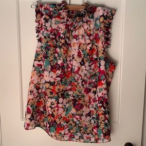 Jcrew ruffle neck/sleeve top